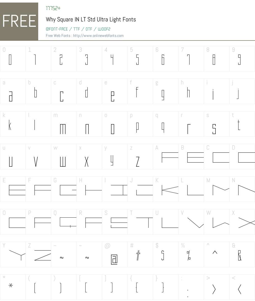 Why Square IN LT Std Font Screenshots
