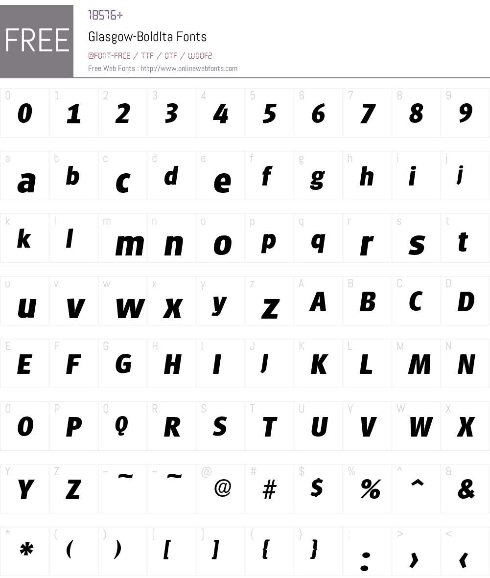 Glasgow-BoldIta Font Screenshots