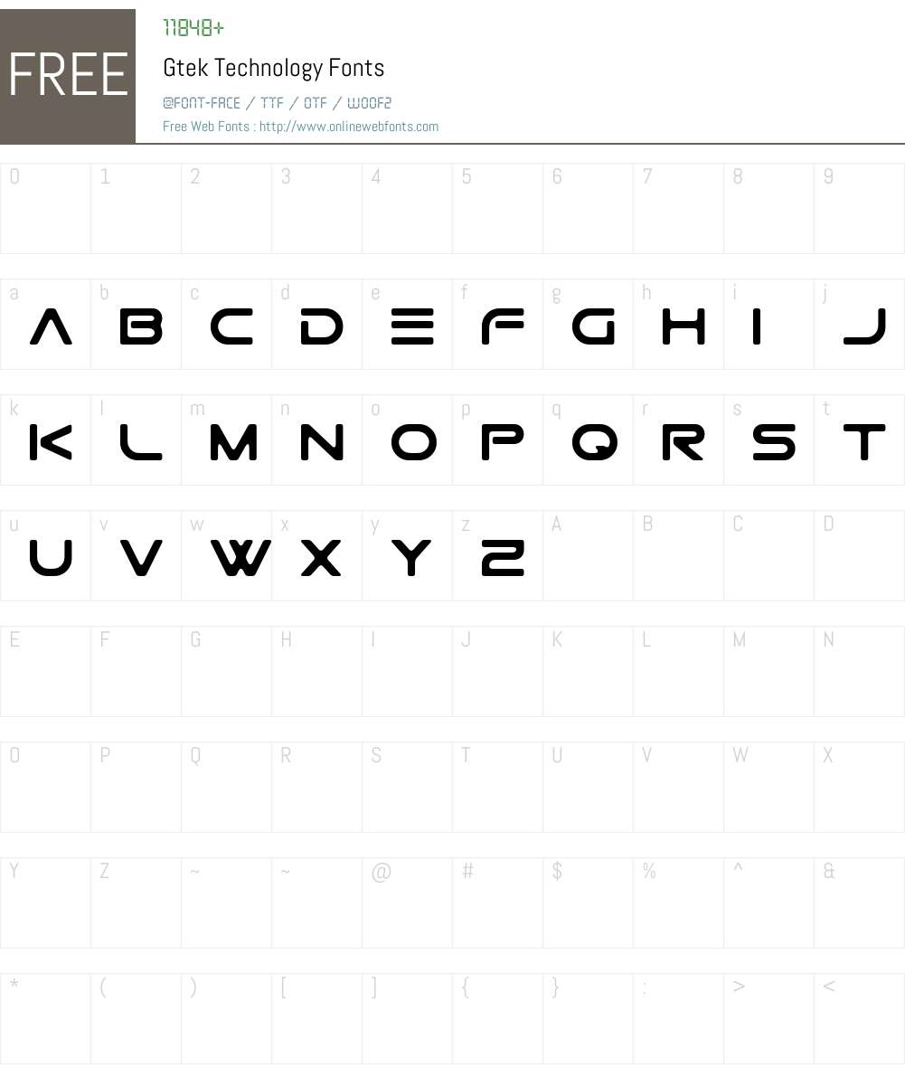 Gtek Technology Font Screenshots