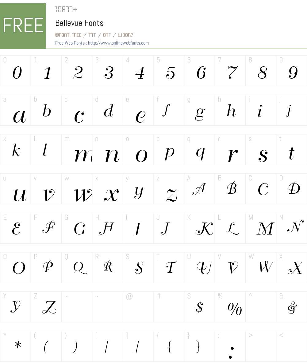 Bellevue Font Screenshots