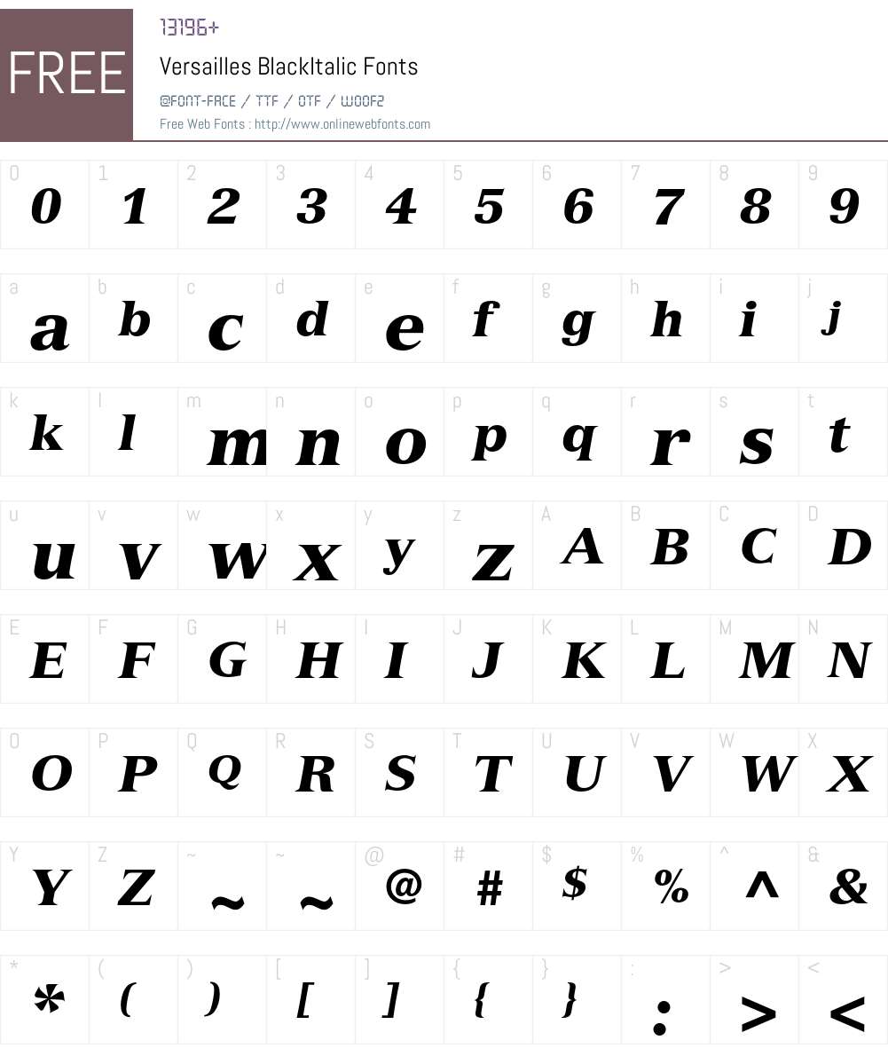 Versailles Font Screenshots