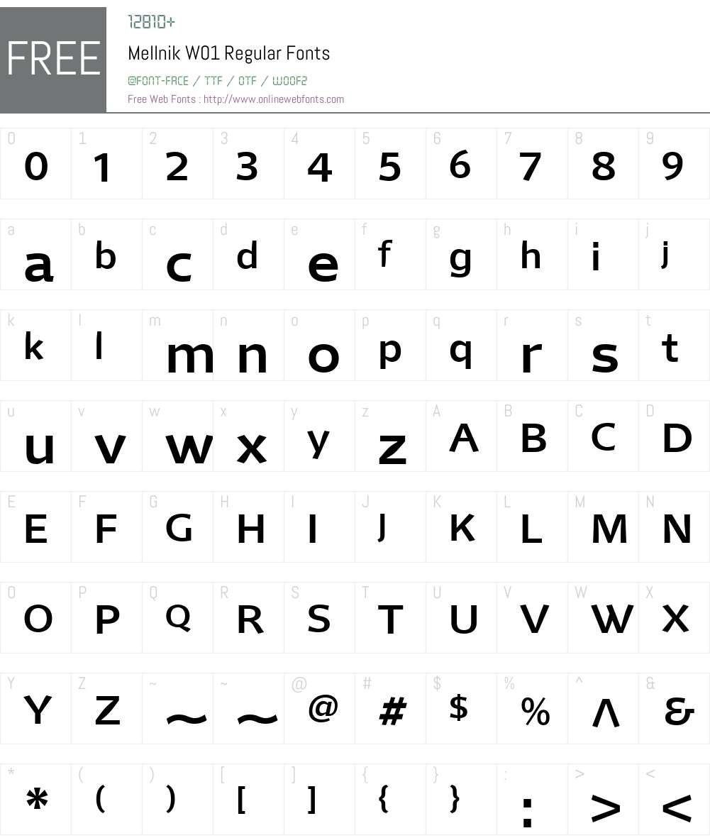 MellnikW01-Regular Font Screenshots