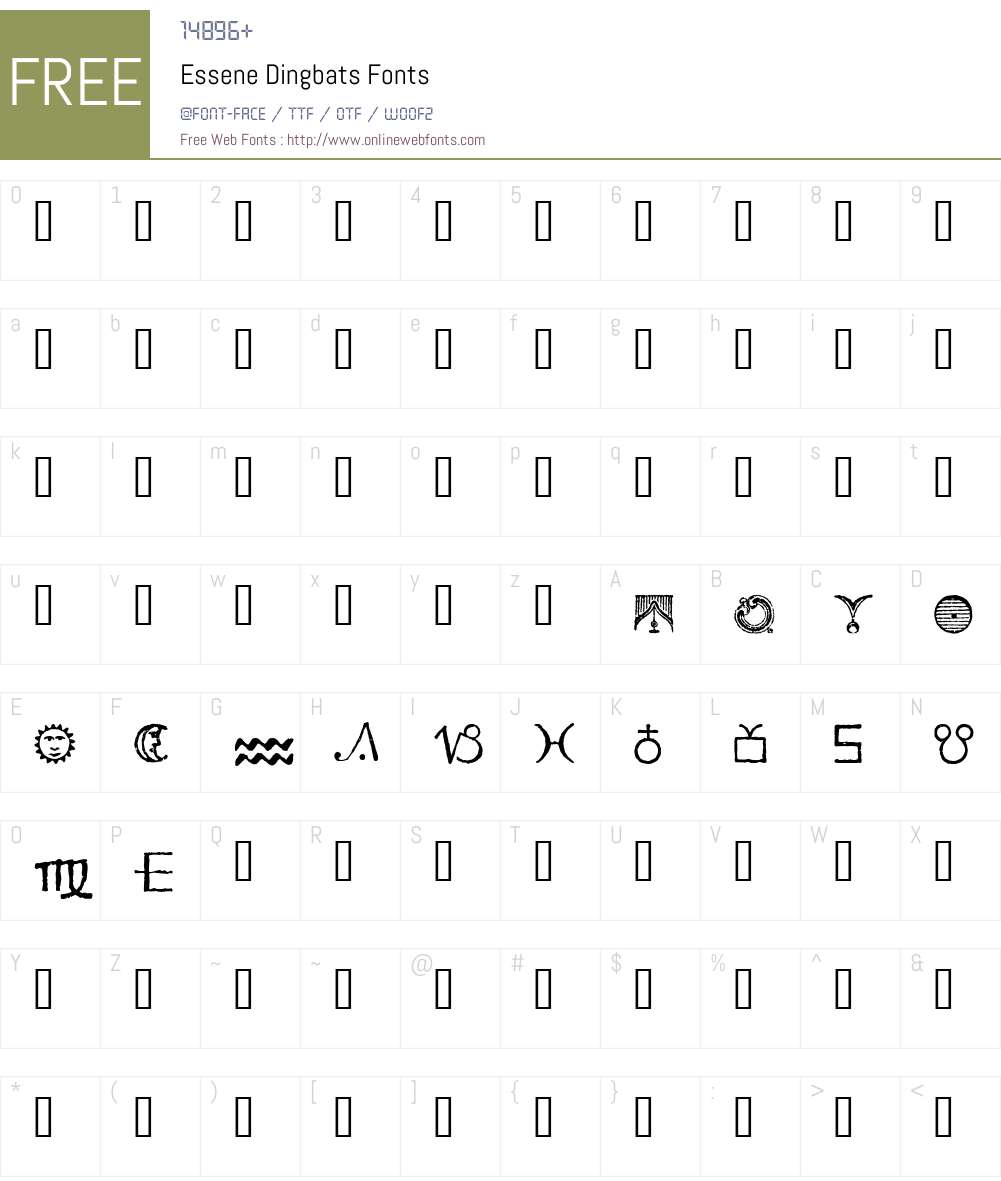 Essene Dingbats Font Screenshots