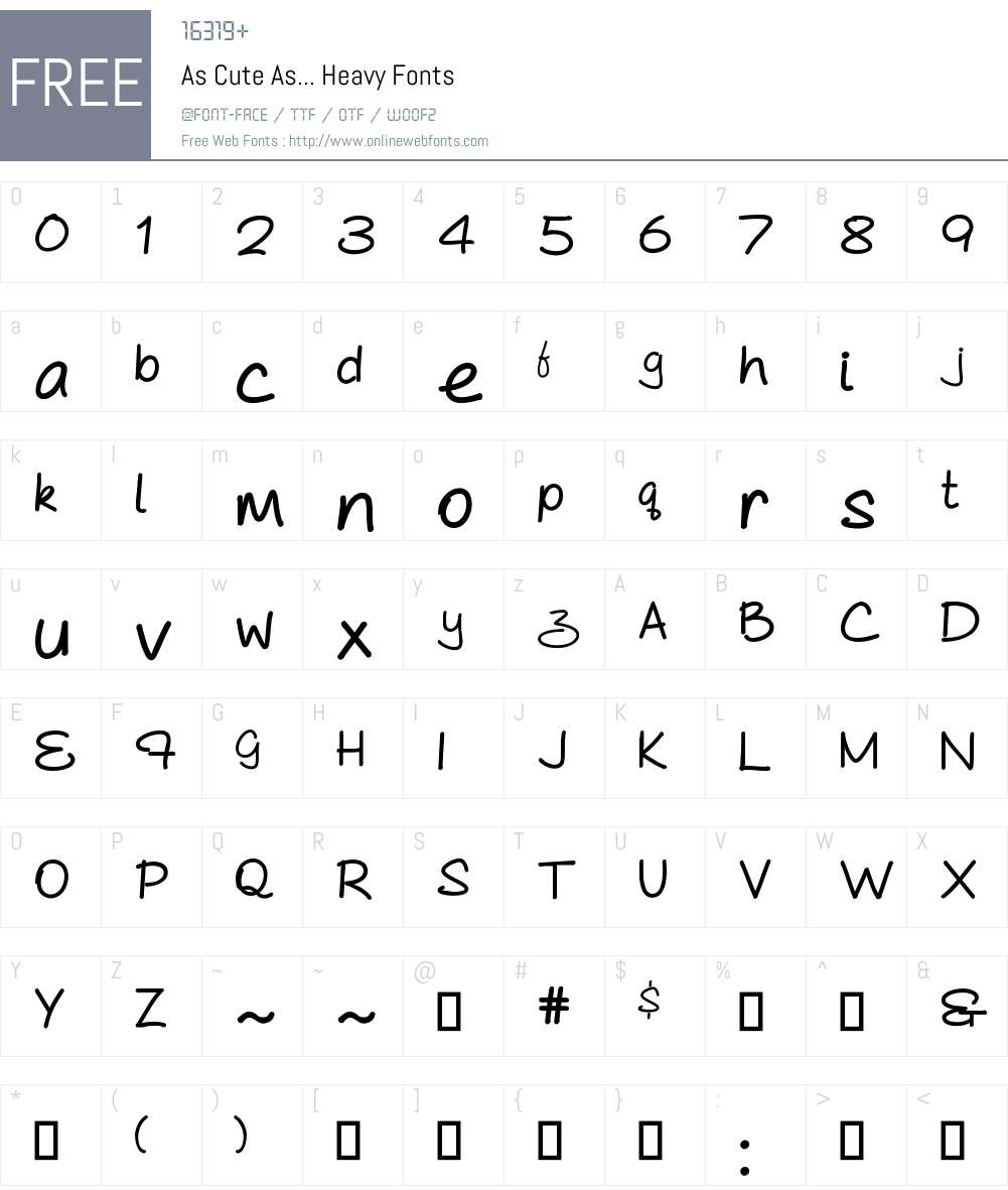 As Cute As... Heavy Font Screenshots