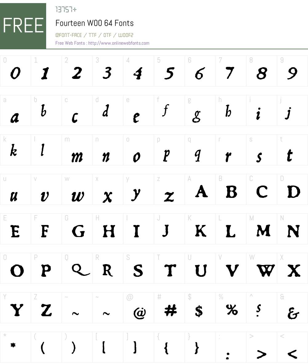 FourteenW00-64 Font Screenshots