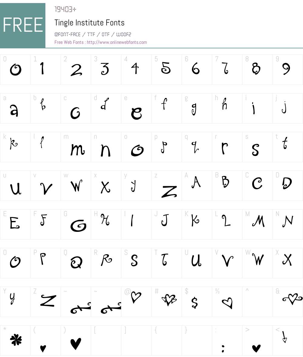 Tingle Institute Font Screenshots