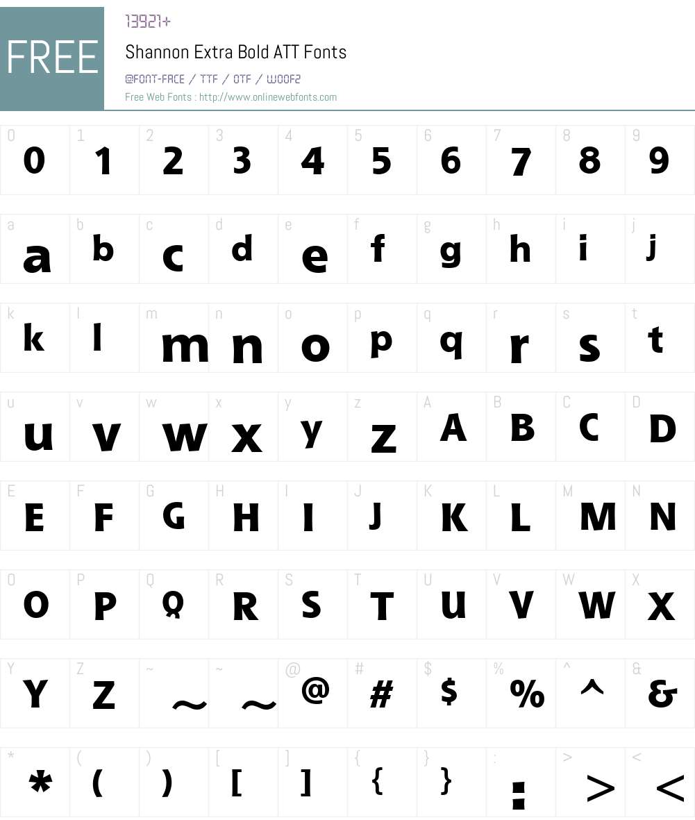 Shannon Extra Bold ATT Font Screenshots