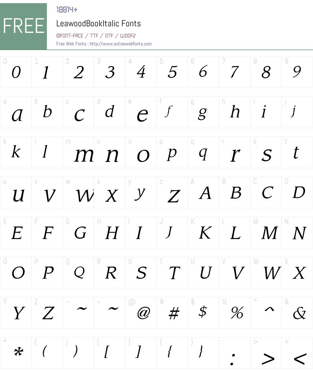 Leawood Font Screenshots