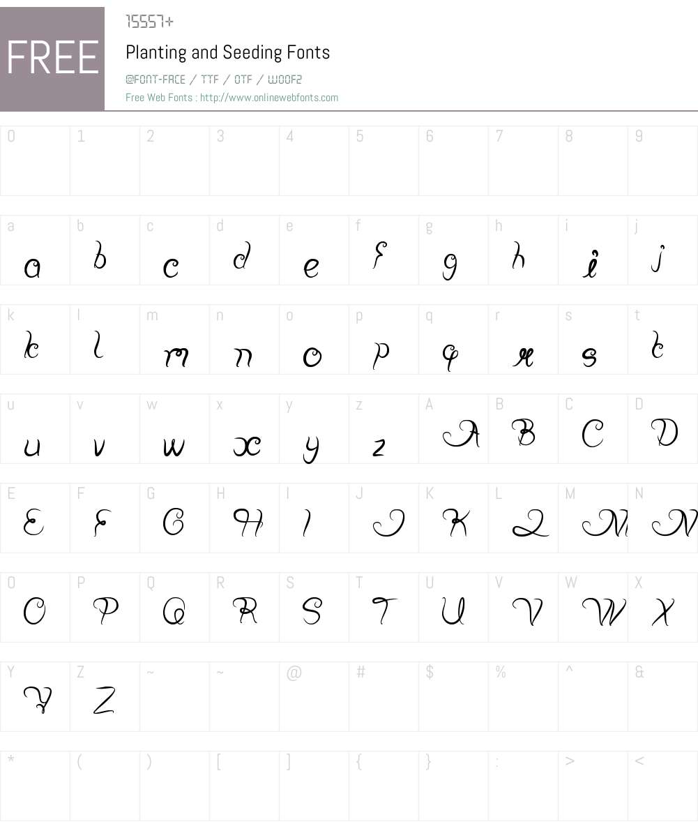 Planting and Seeding Font Screenshots