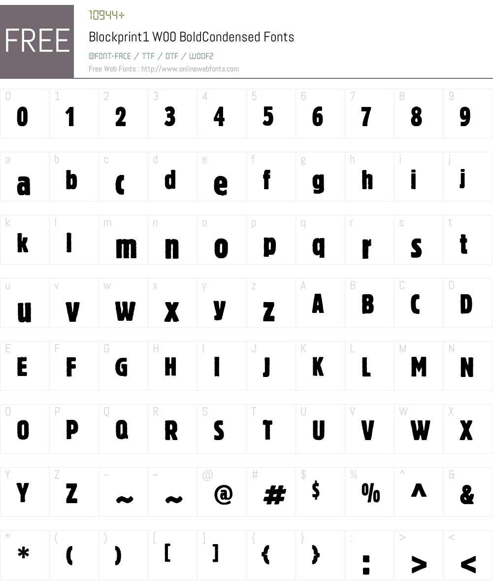 Blockprint1W00-BoldCond Font Screenshots