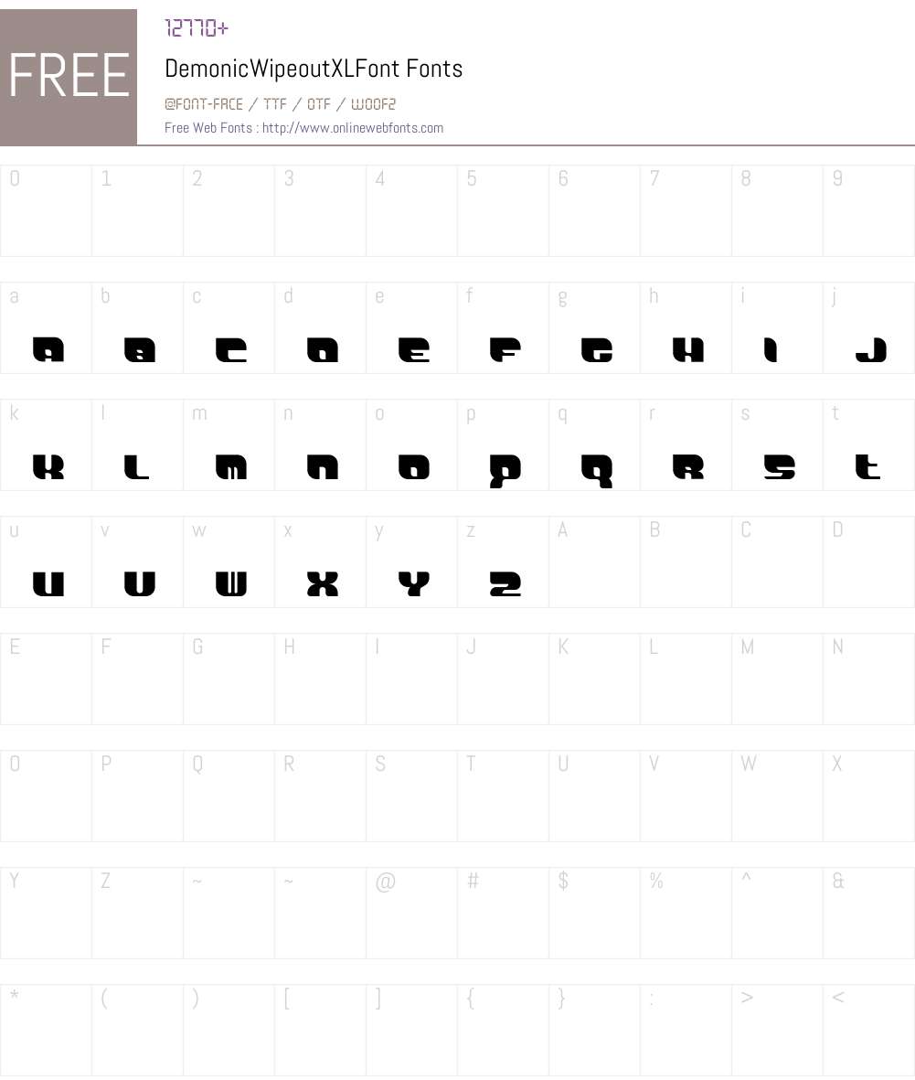 DemonicWipeoutXLFont Font Screenshots