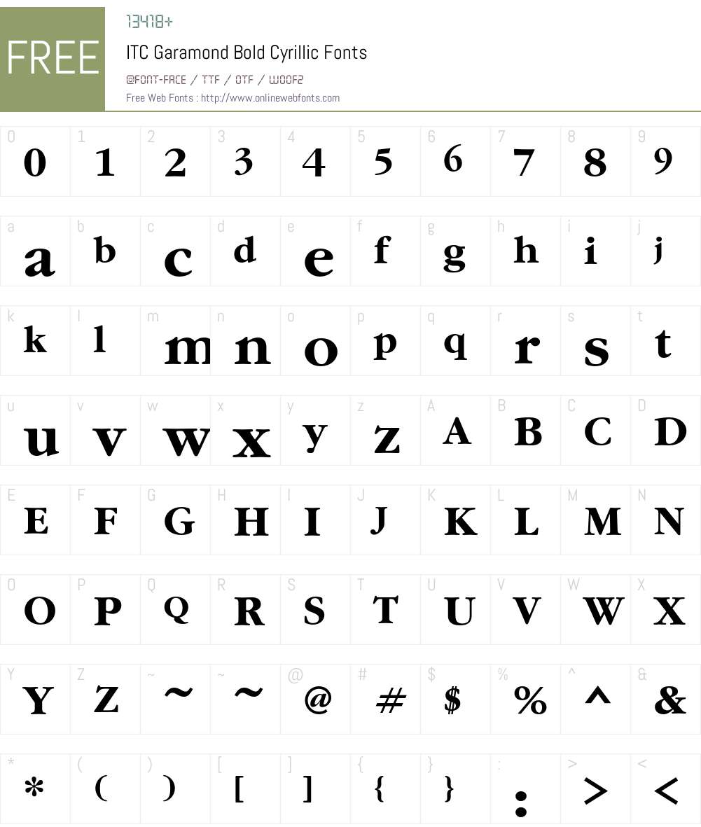 GaramondC Font Screenshots