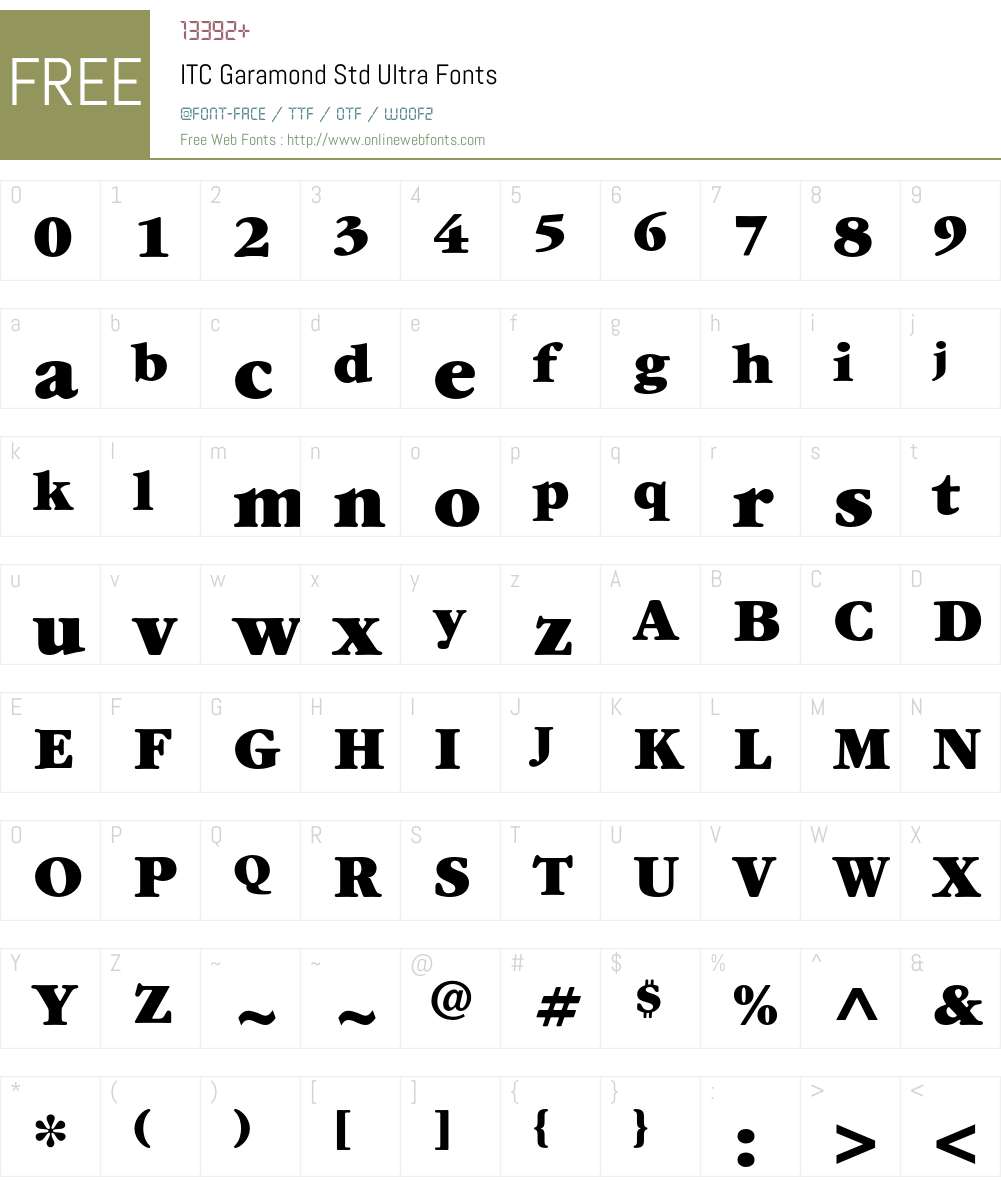 ITC Garamond Std Font Screenshots