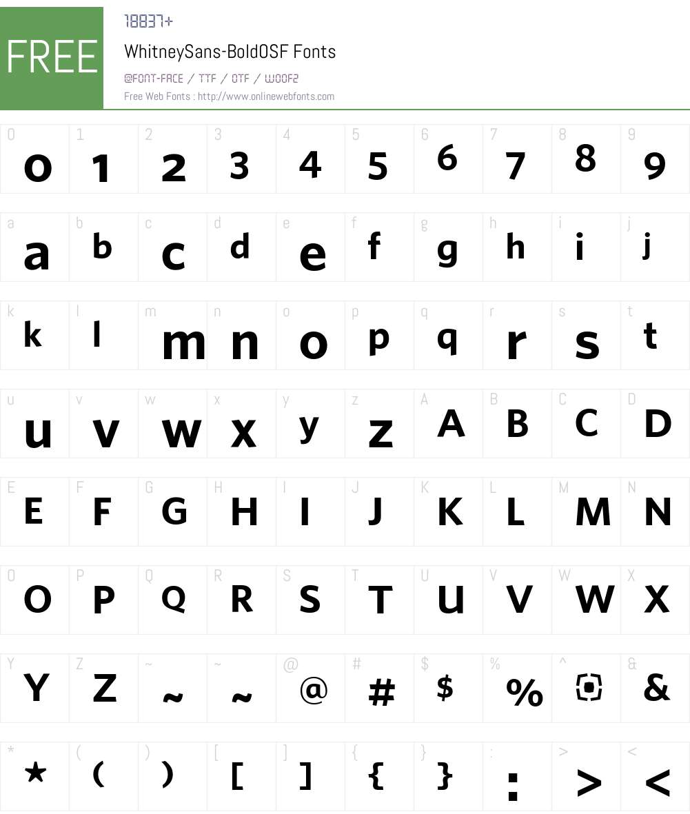 WhitneySans-BoldOSF Font Screenshots