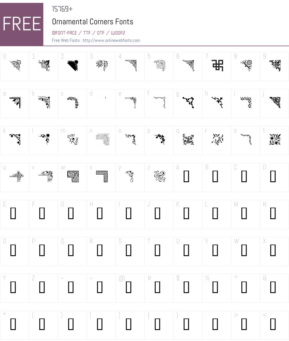 Ornamental Corners Font Screenshots