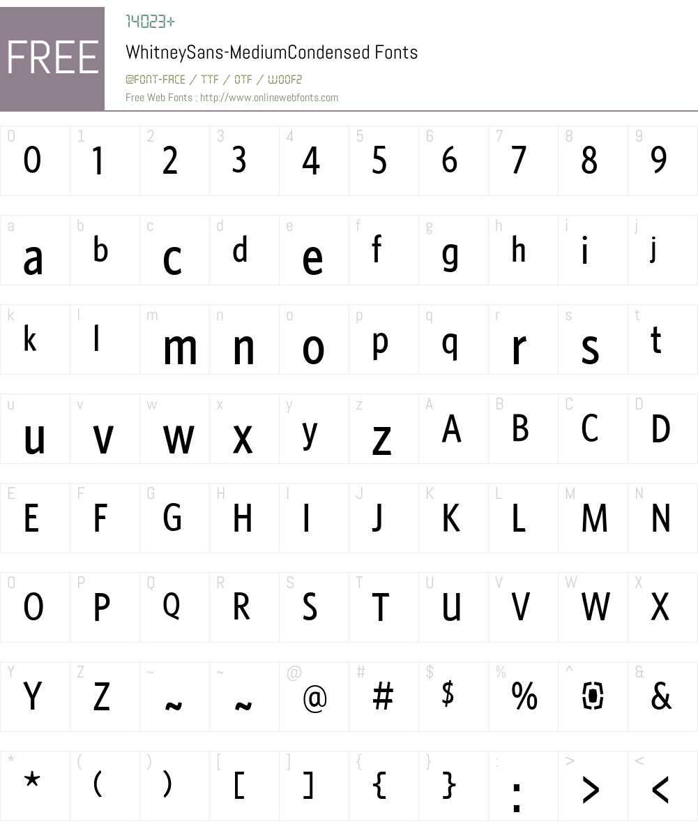 WhitneySans-MediumCondensed Font Screenshots
