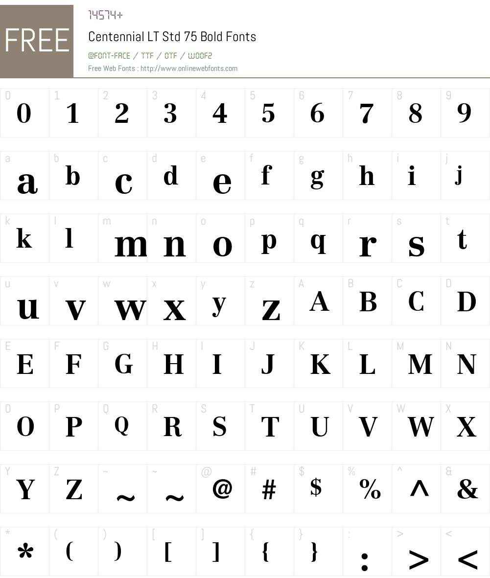 Centennial LT Std Font Screenshots