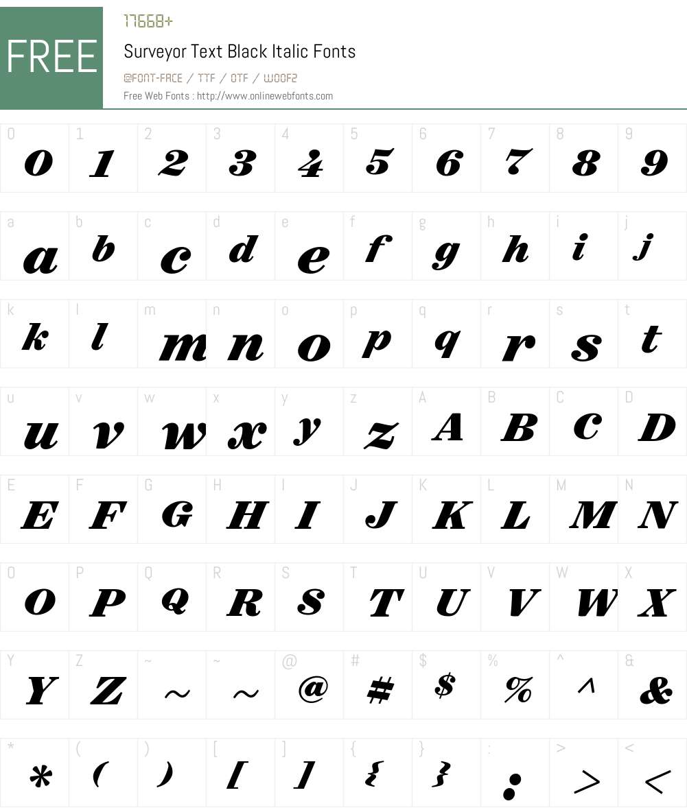 Surveyor Text Black Font Screenshots