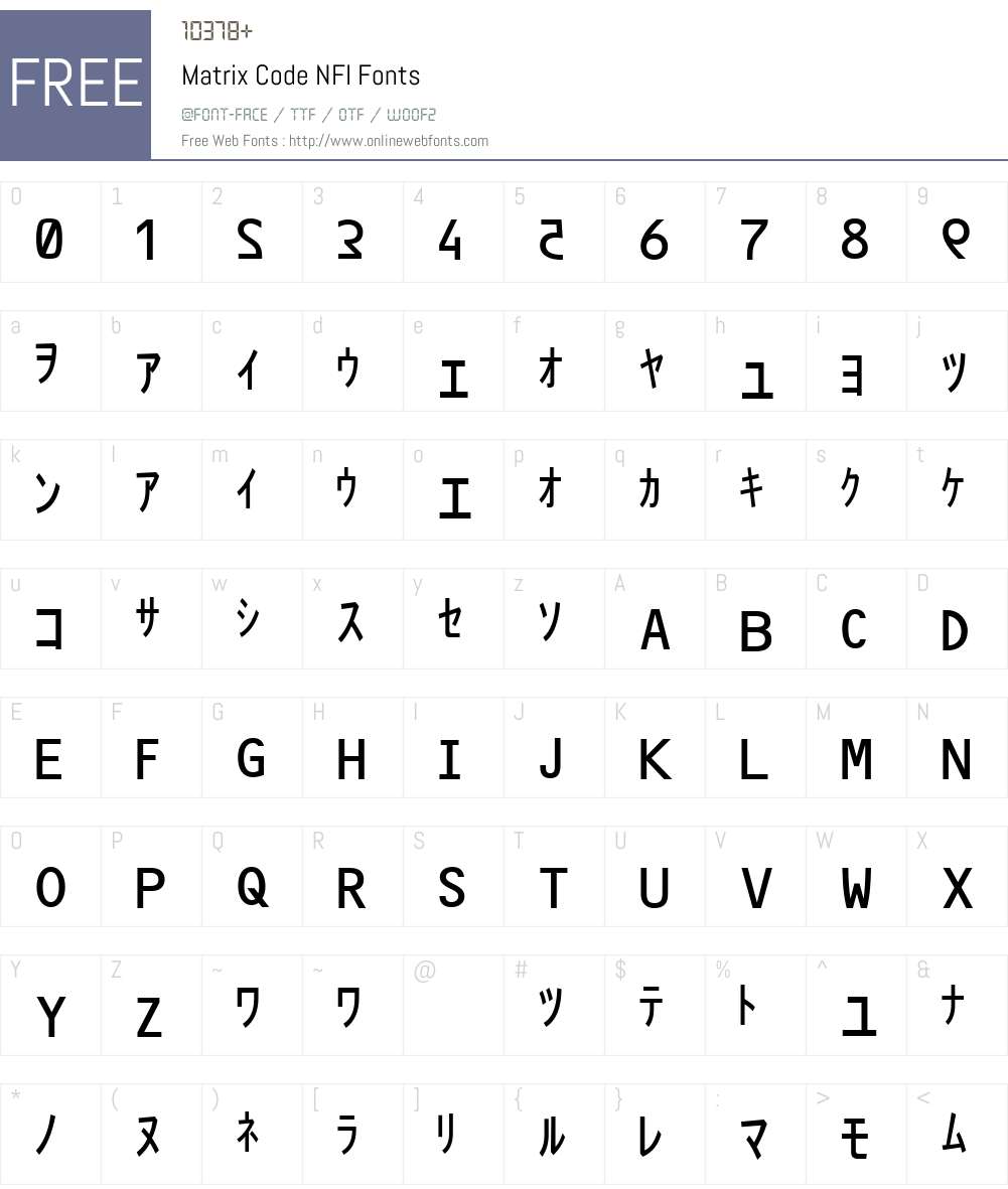 Matrix Code NFI Font Screenshots