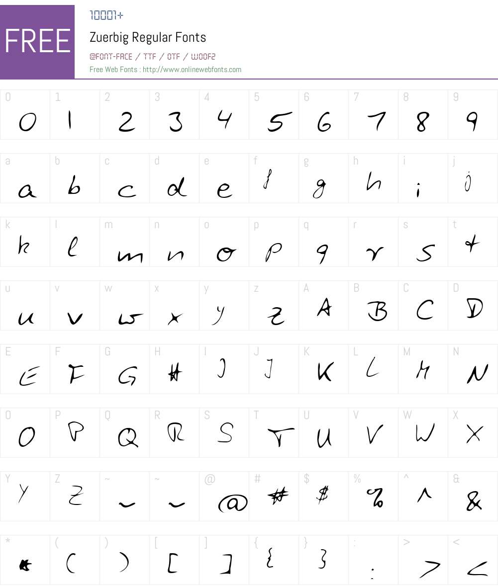Zuerbig Font Screenshots