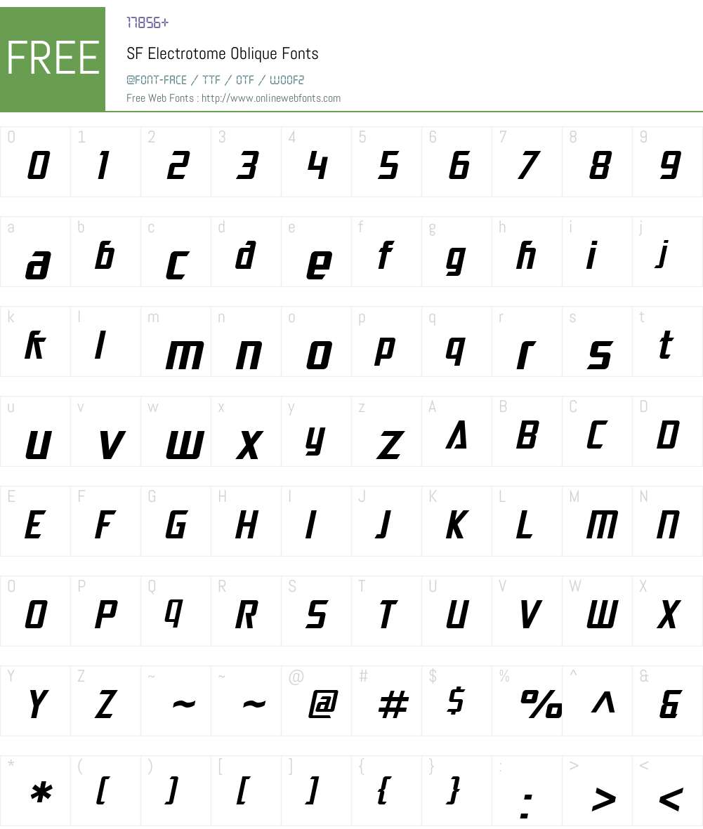 SF Electrotome Font Screenshots