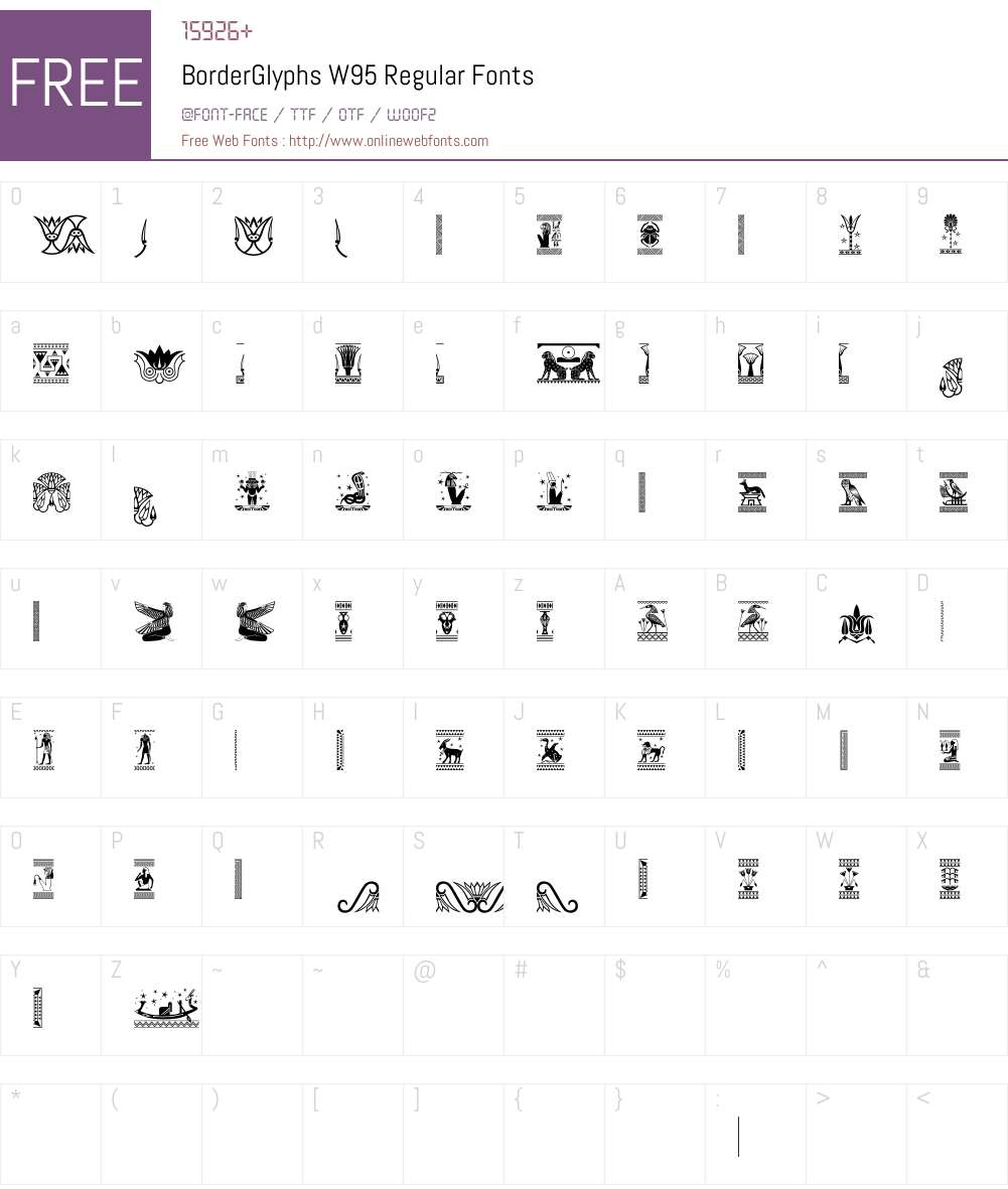 BorderGlyphsW95-Regular Font Screenshots