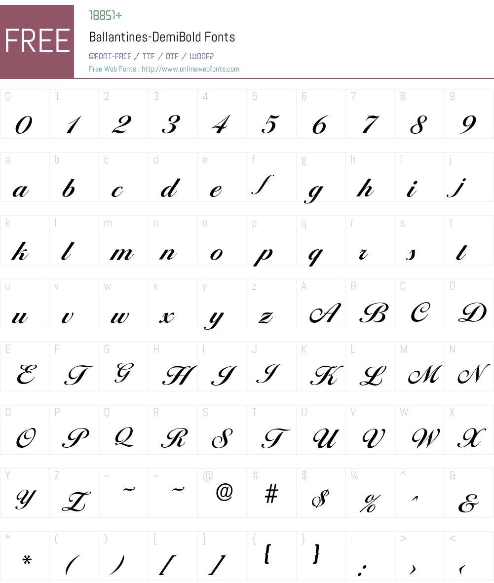 Ballantines-DemiBold Font Screenshots