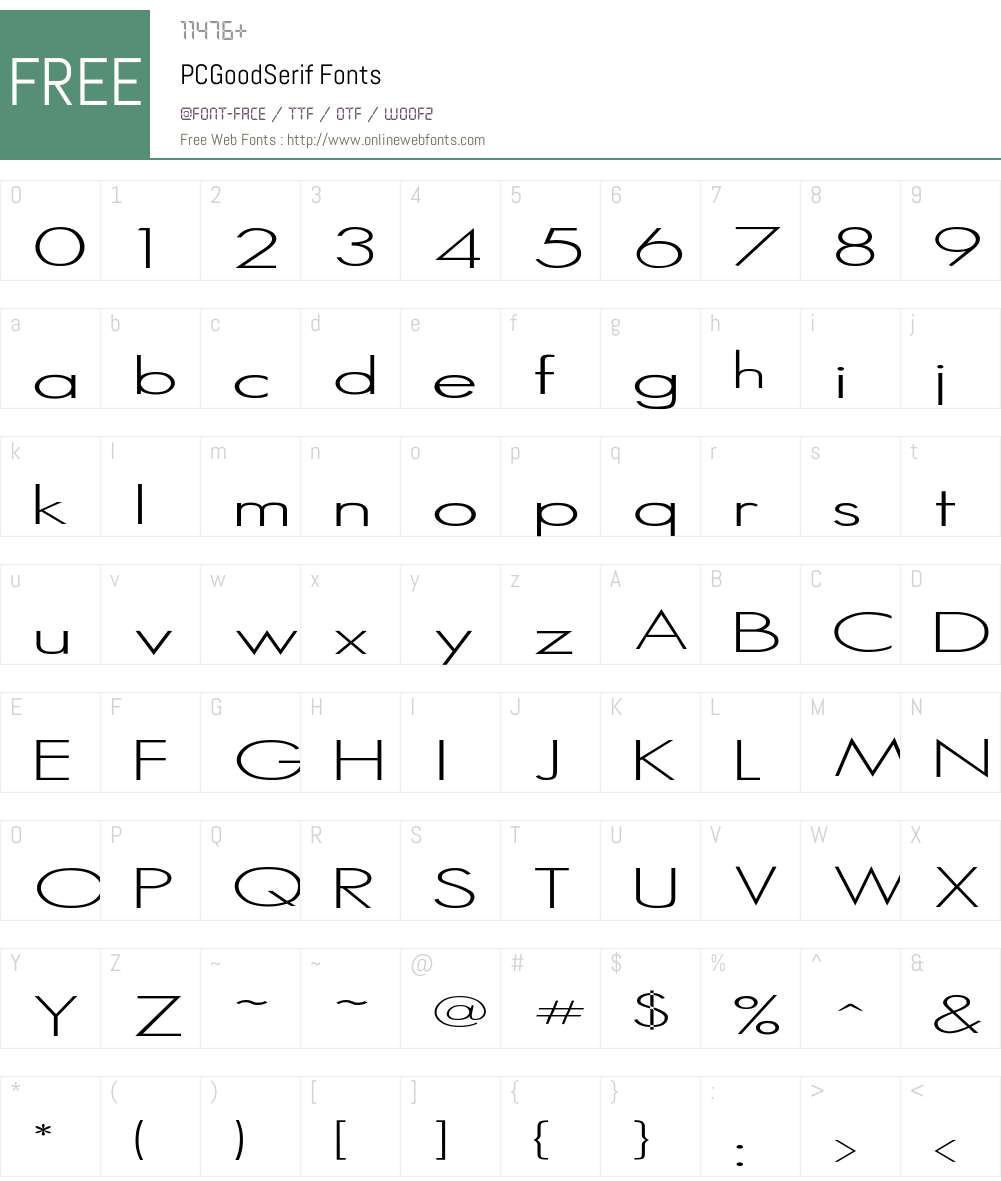 PCGoodSerif Font Screenshots