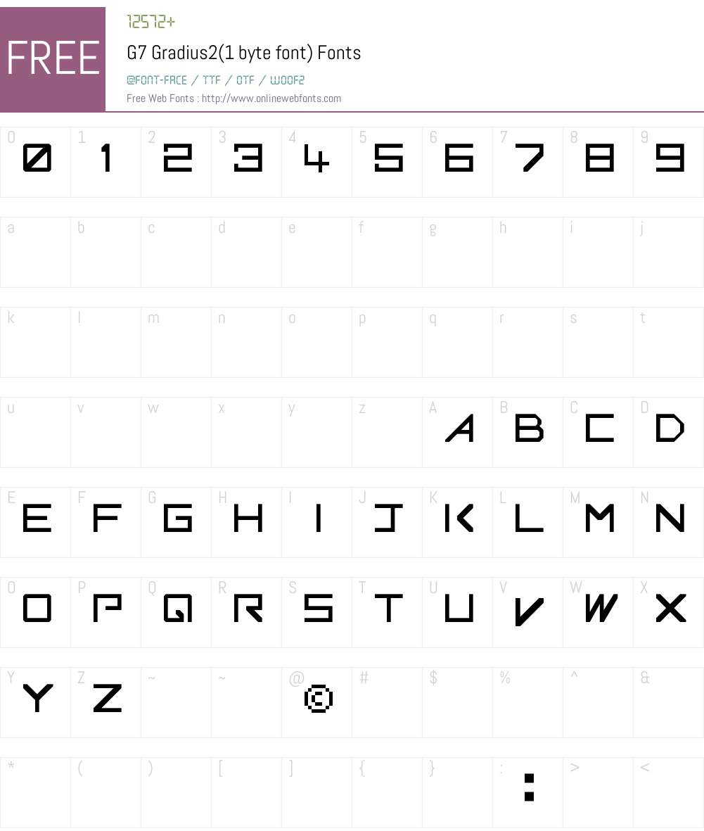 G7 Gradius2(1 byte font) Font Screenshots