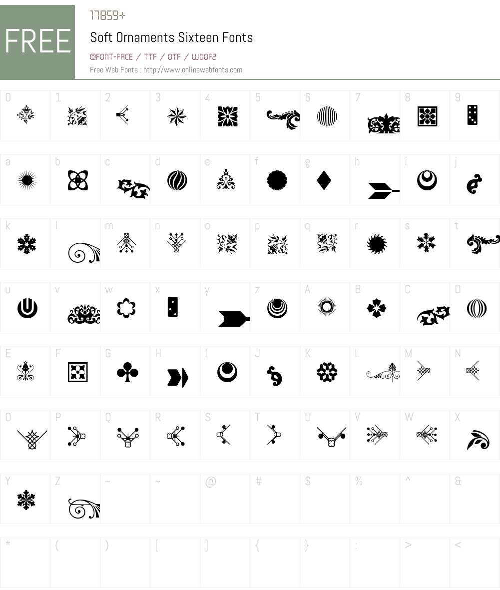 Soft Ornaments Sixteen Font Screenshots