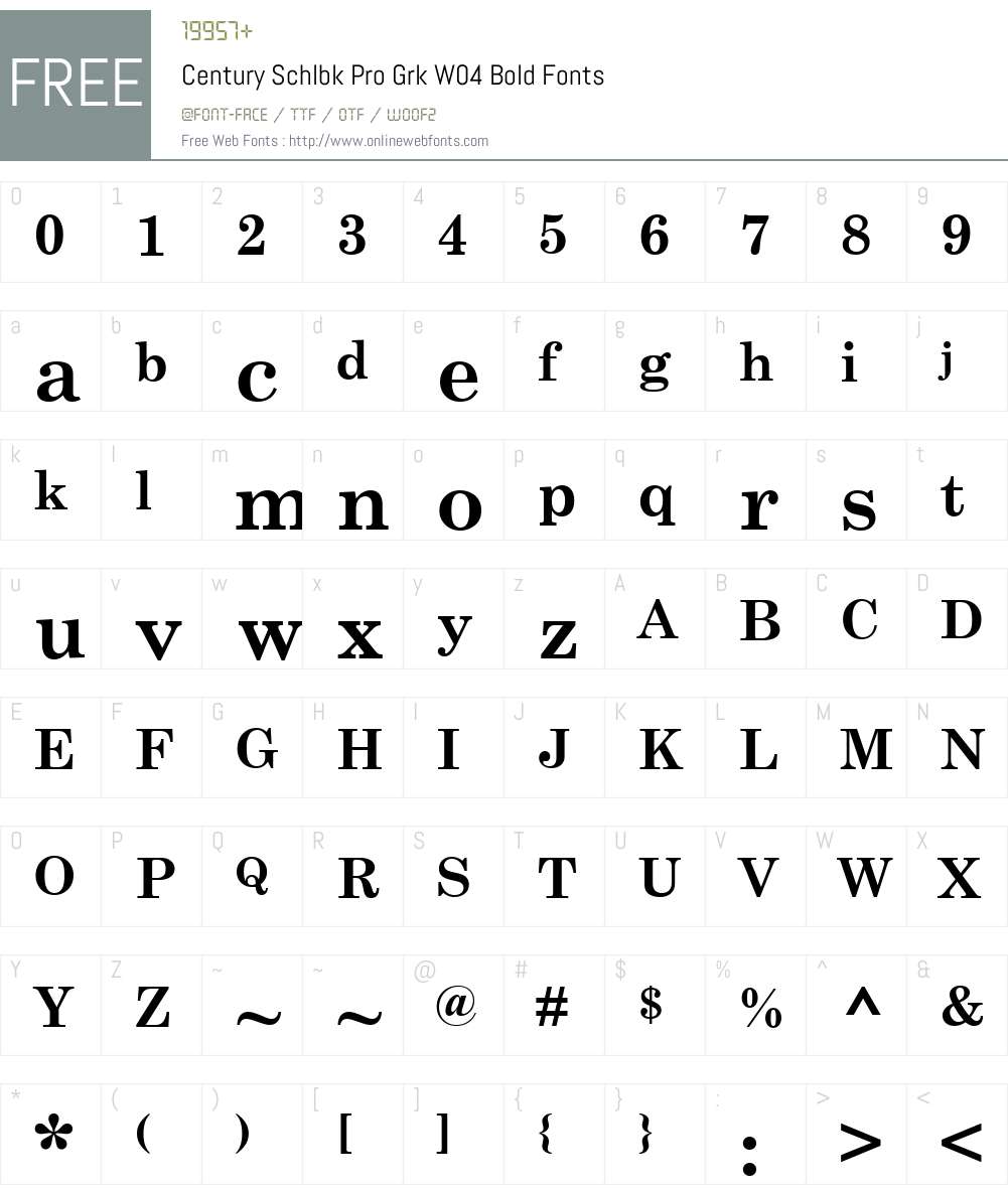 CenturySchlbkProGrkW04-Bold Font Screenshots