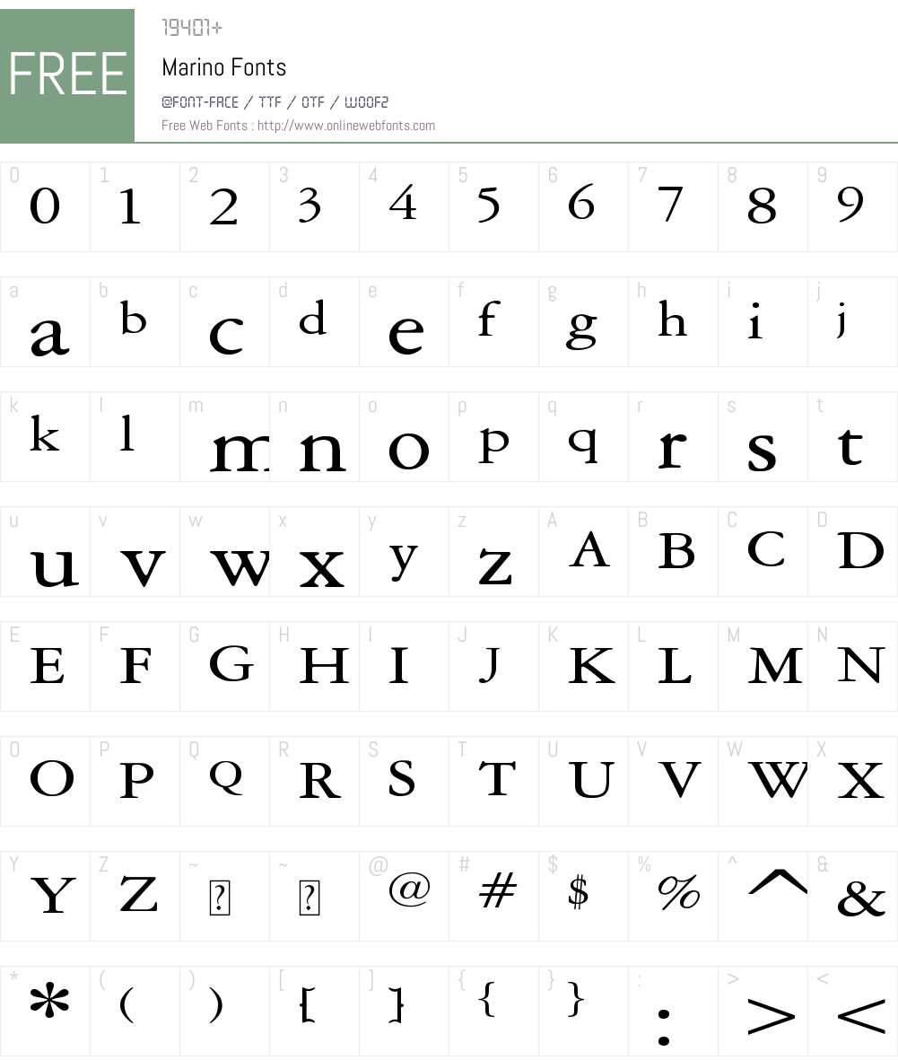 Marino Font Screenshots