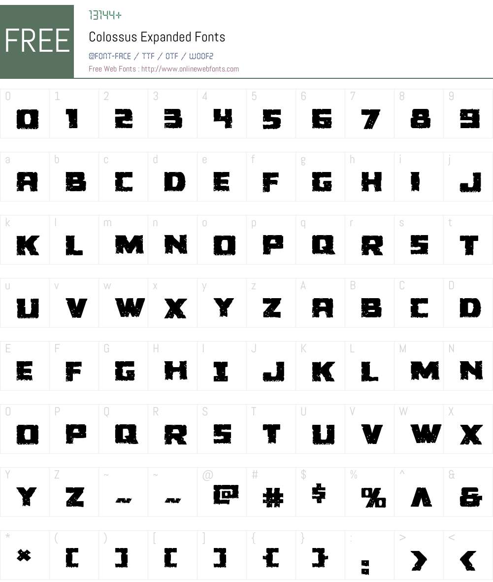 Colossus Expanded Font Screenshots