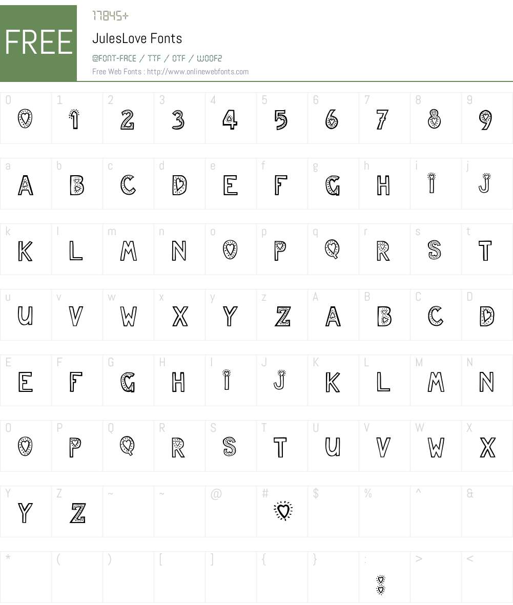 JulesLove Font Screenshots