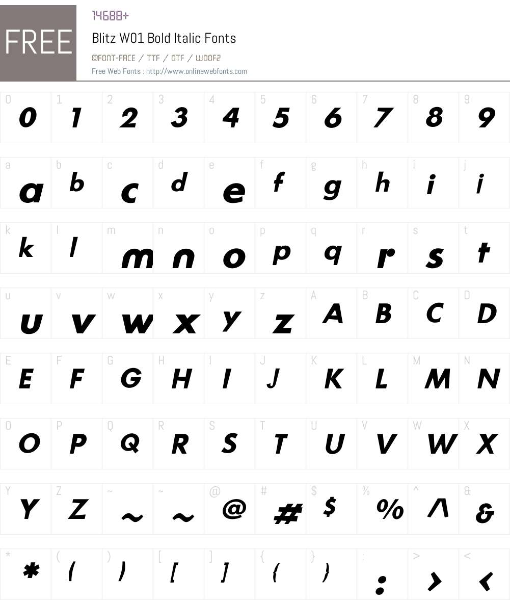 BlitzW01-BoldItalic Font Screenshots