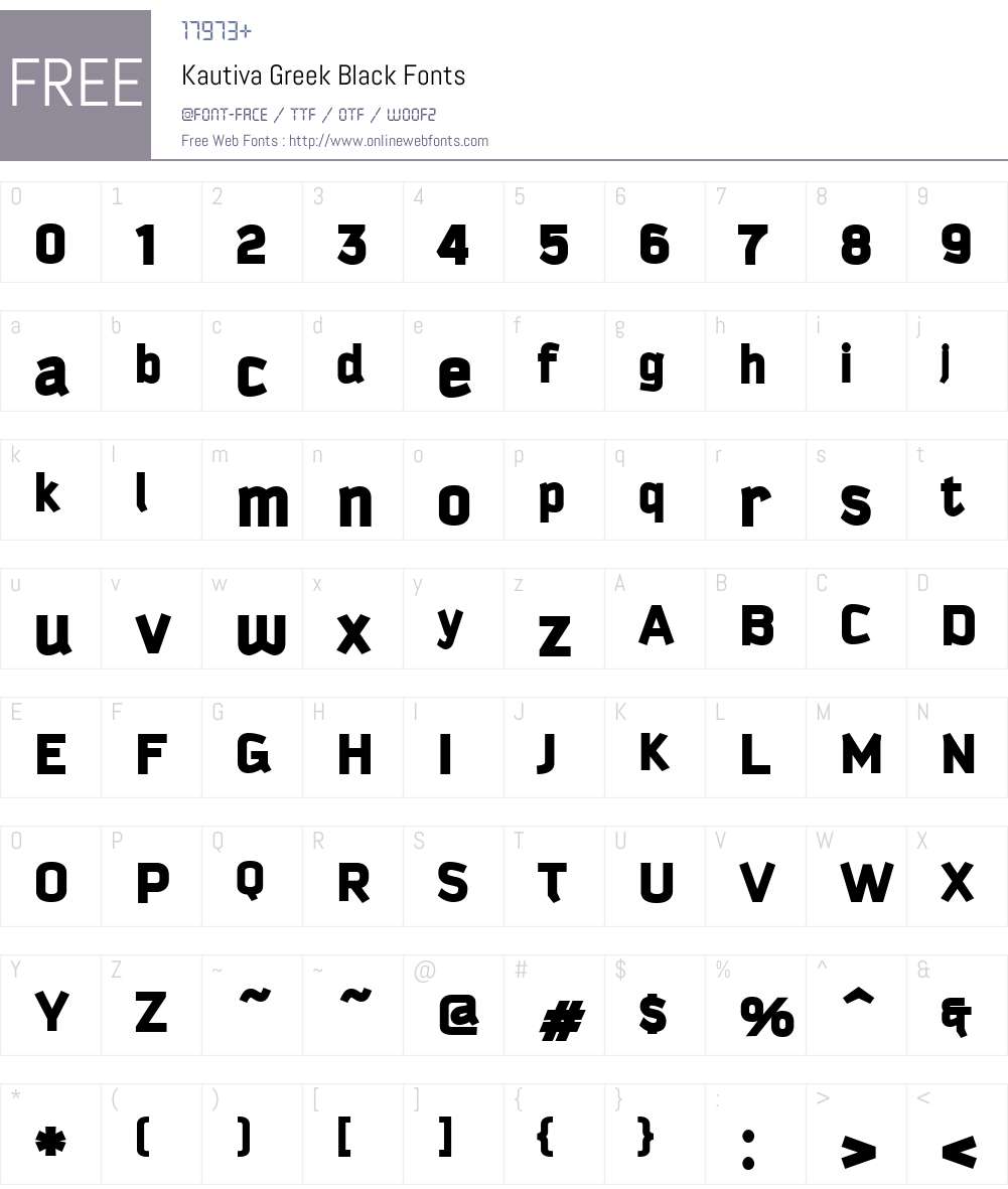 Kautiva Greek Black Font Screenshots