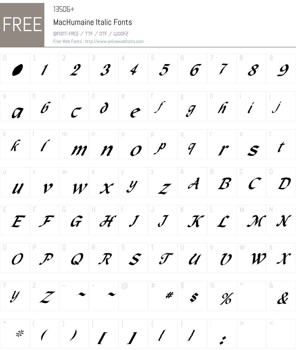 MacHumaine Font Screenshots