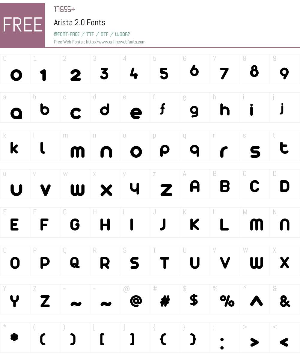 Arista 2.0 Font Screenshots