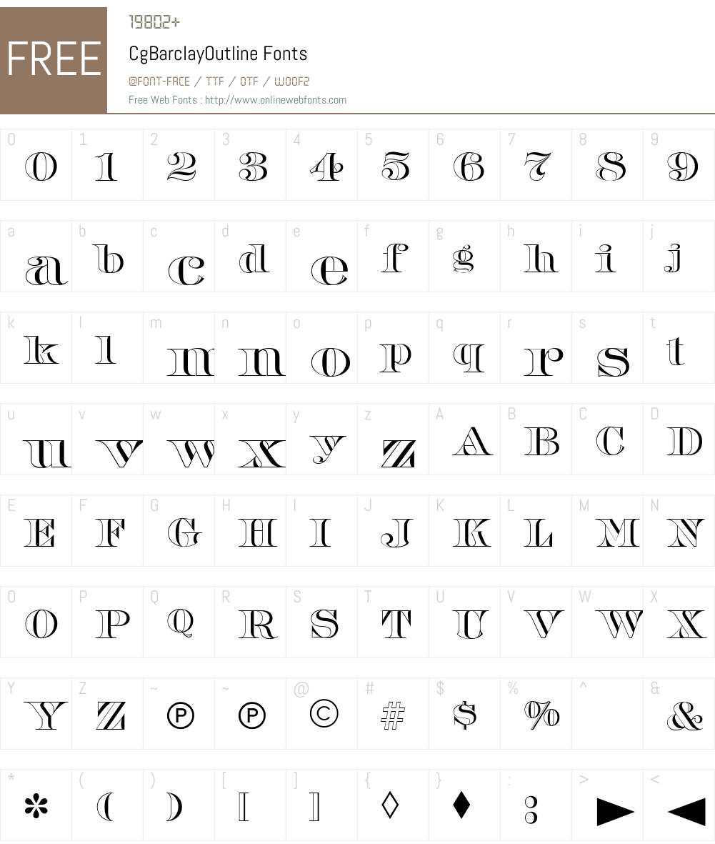CgBarclayOutline Font Screenshots