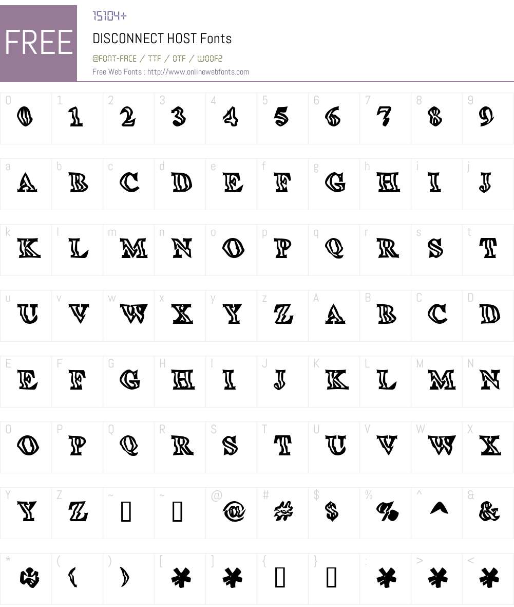DISCONNECT HOST Font Screenshots