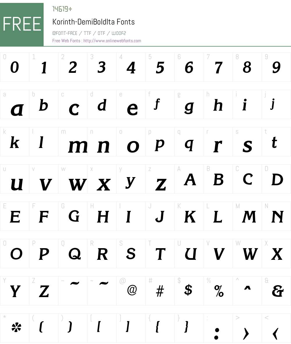 Korinth-DemiBoldIta Font Screenshots