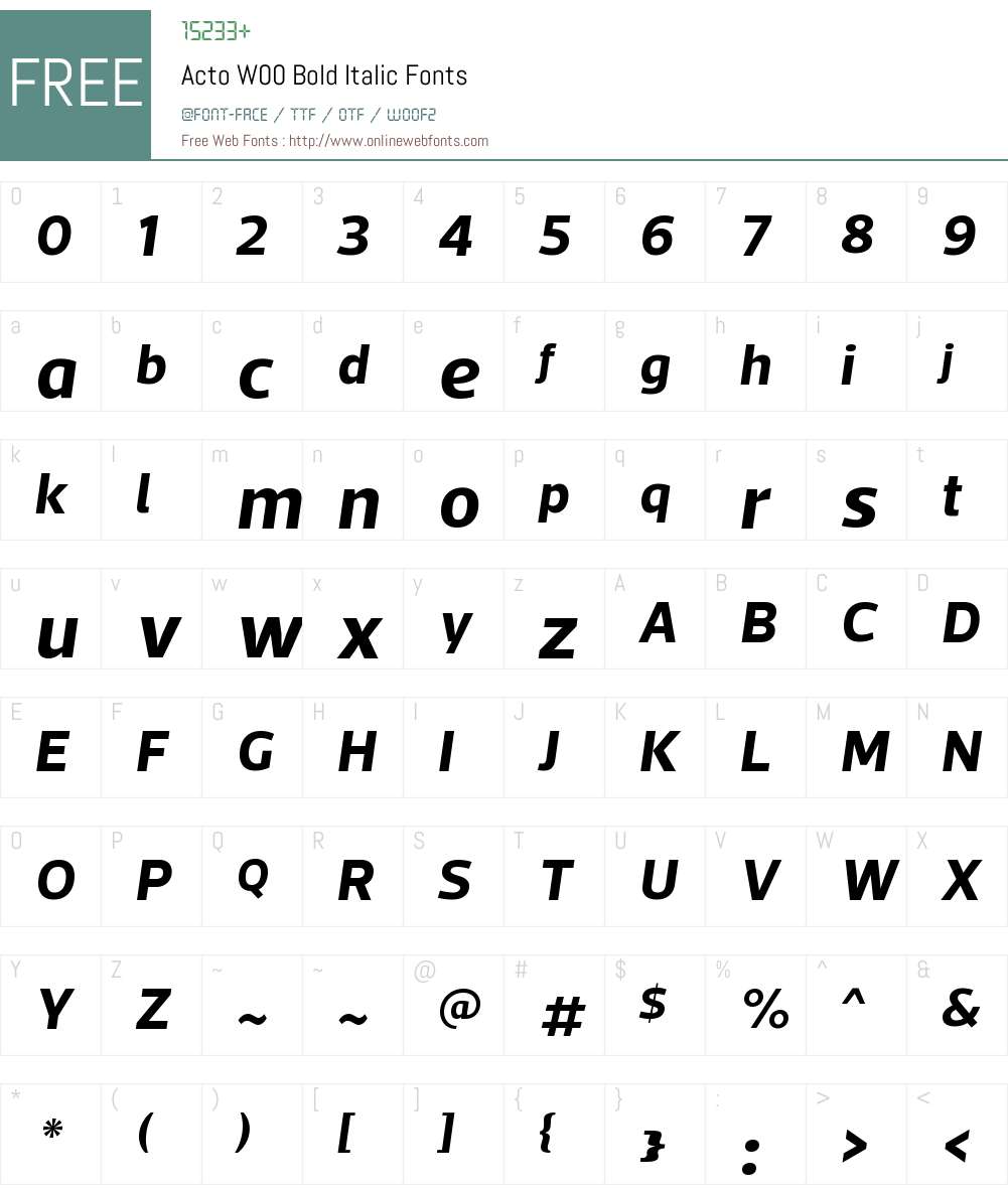 ActoW00-BoldItalic Font Screenshots