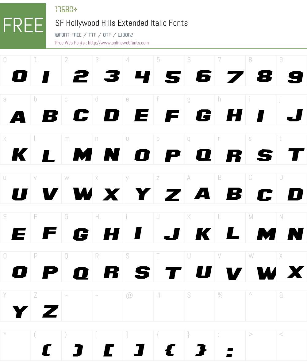 SF Hollywood Hills Extended Font Screenshots