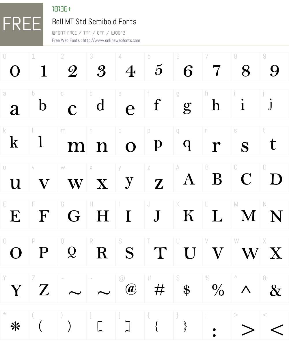 Bell MT Std Font Screenshots