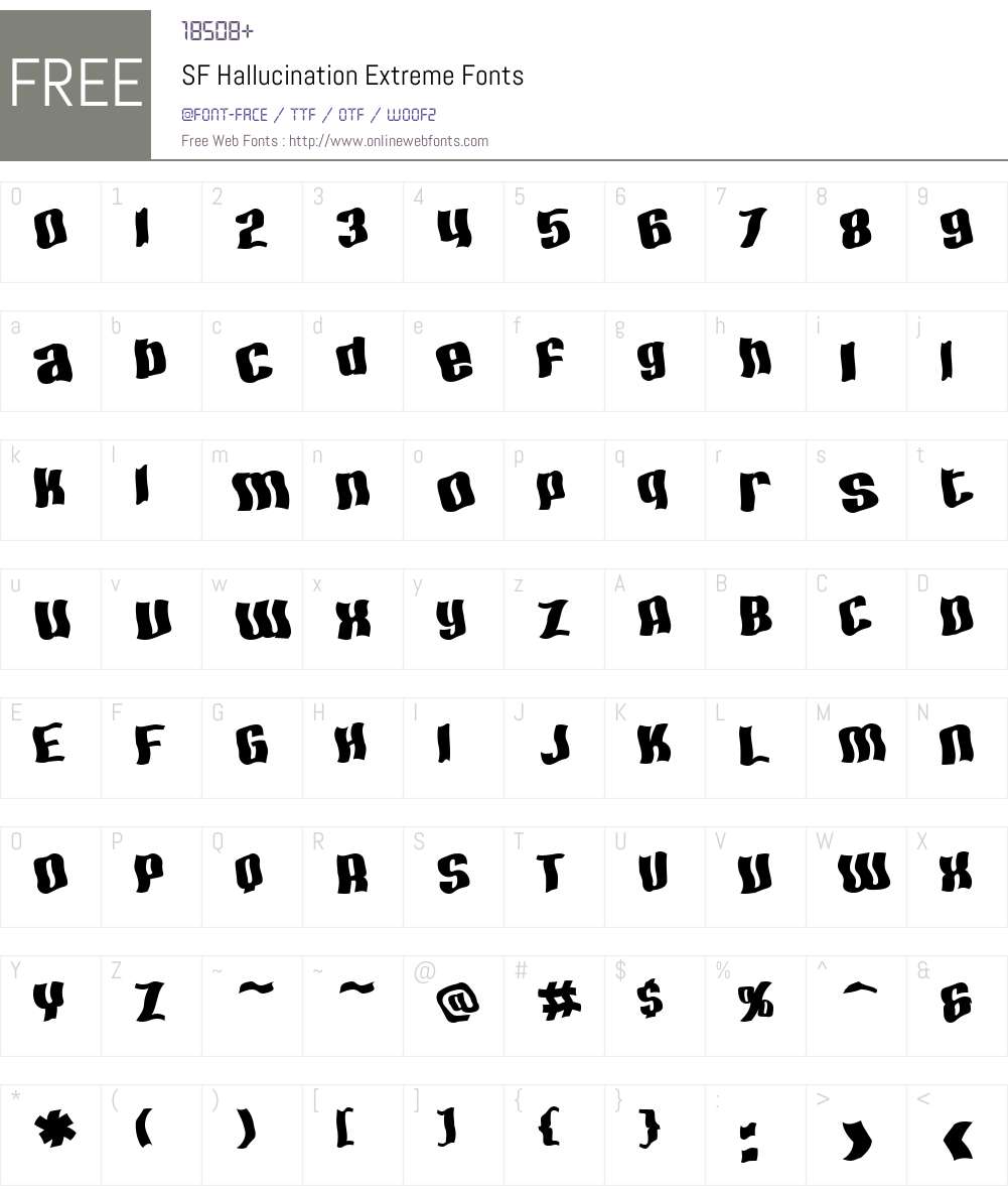 SF Hallucination Extreme Font Screenshots