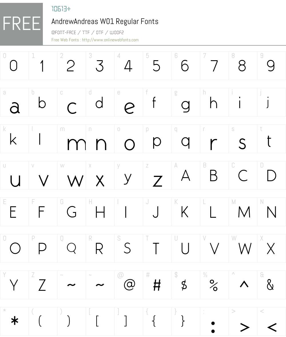 AndrewAndreasW01-Regular Font Screenshots