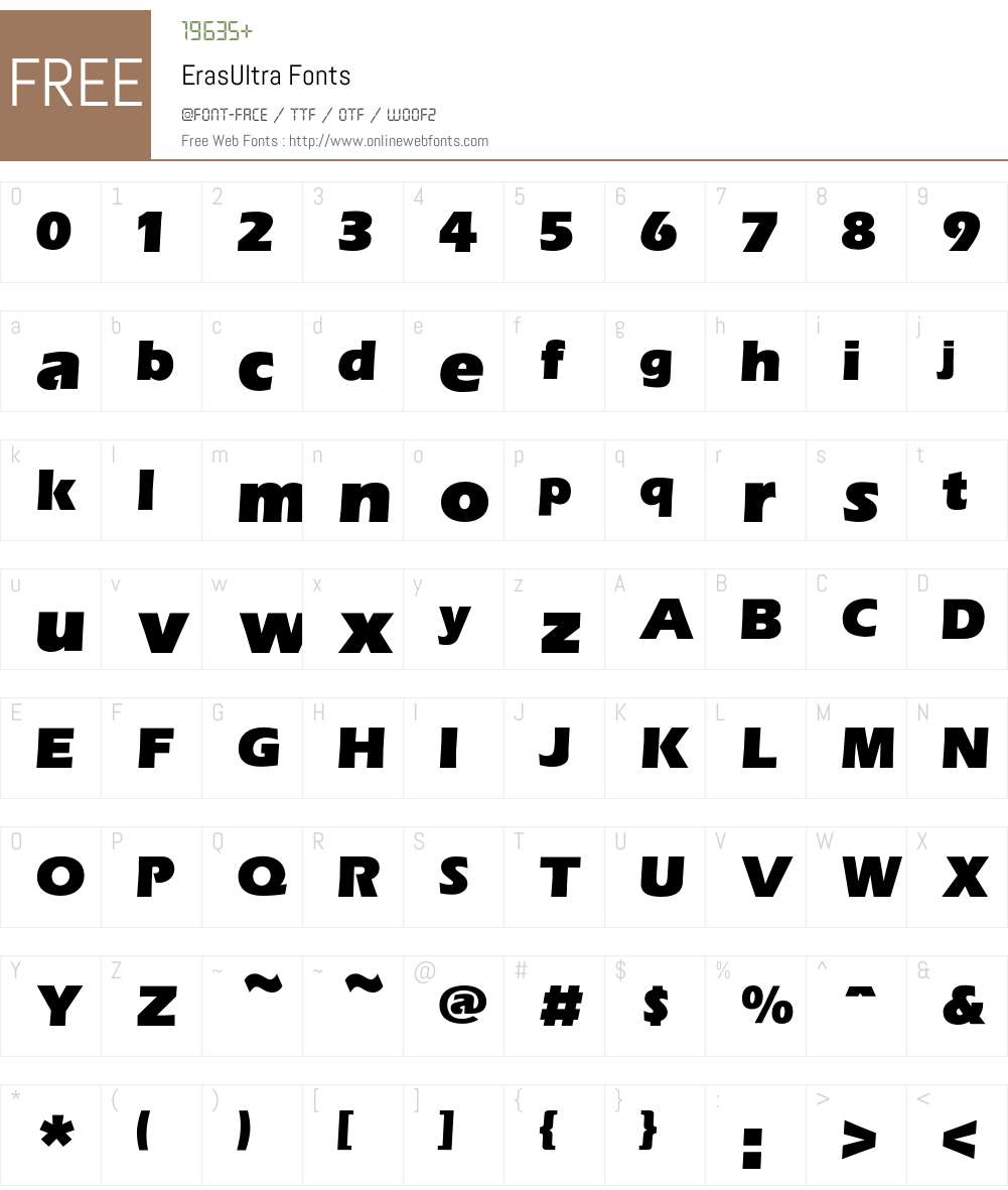 Eras Font Screenshots