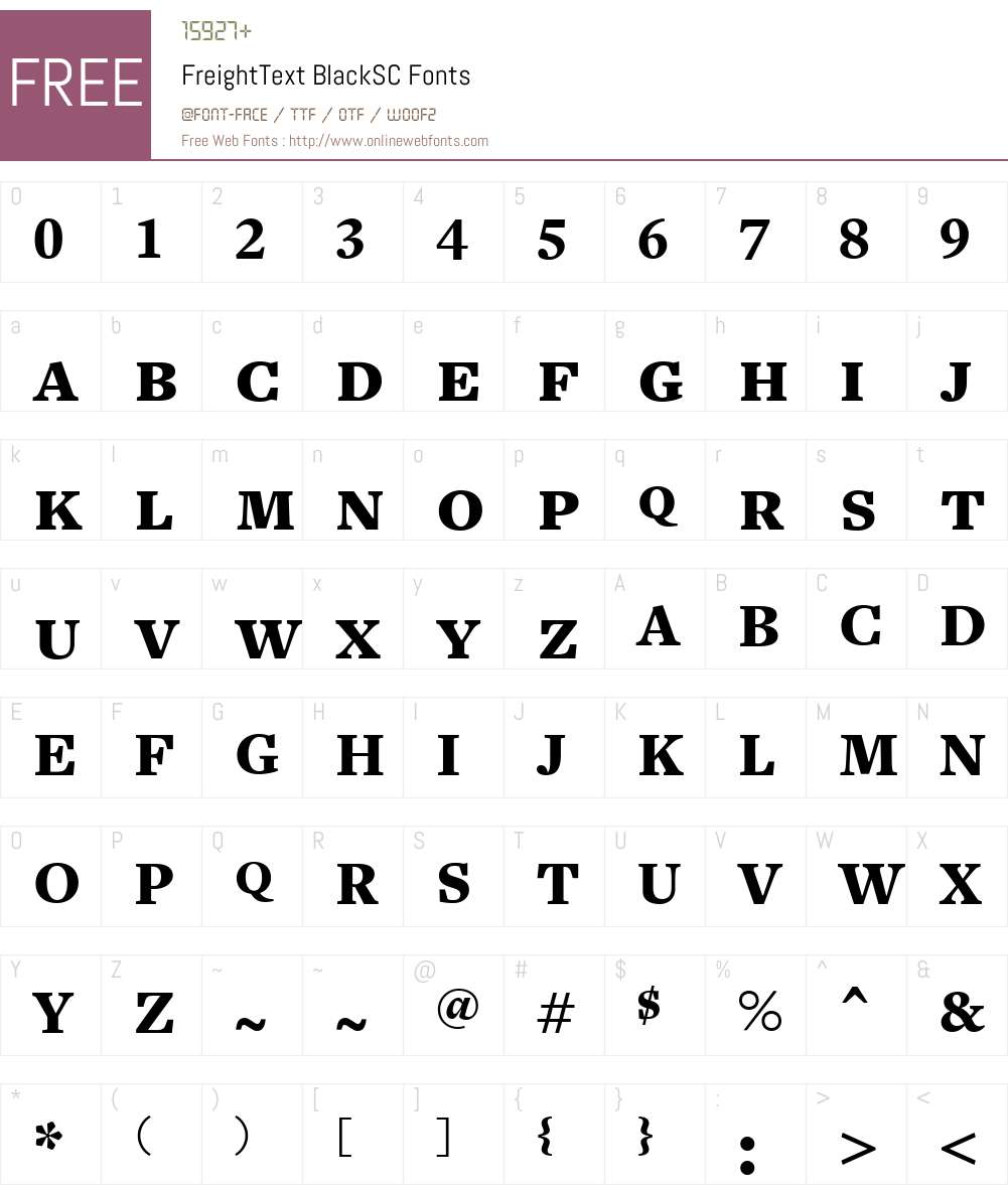 FreightTextBlackSC Font Screenshots