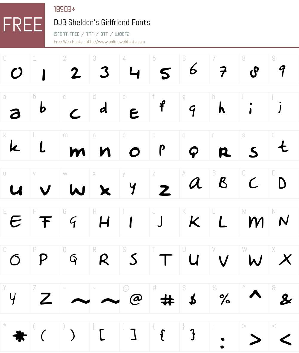 DJB Sheldon's Girlfriend Font Screenshots