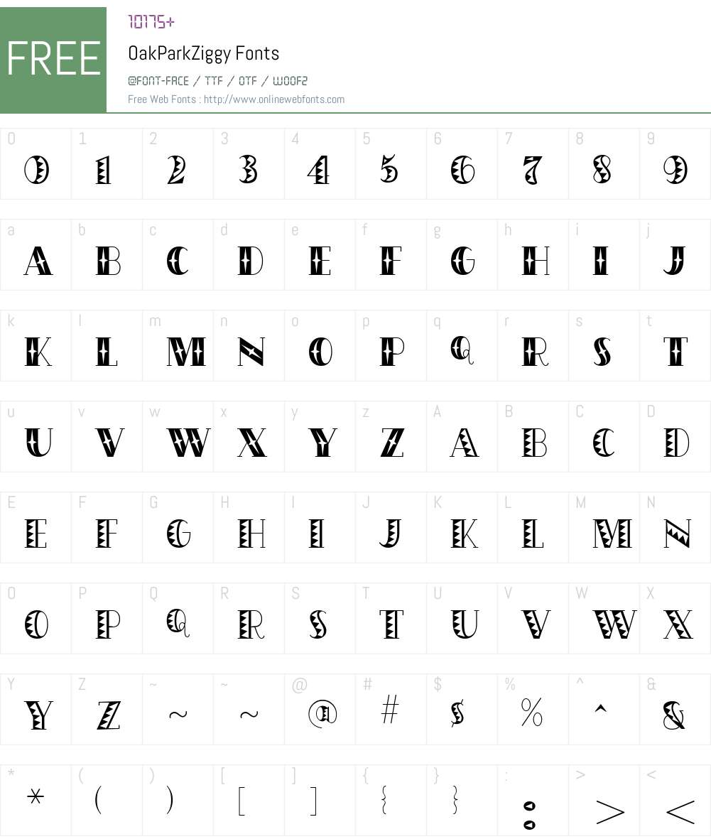OakParkZiggy Font Screenshots